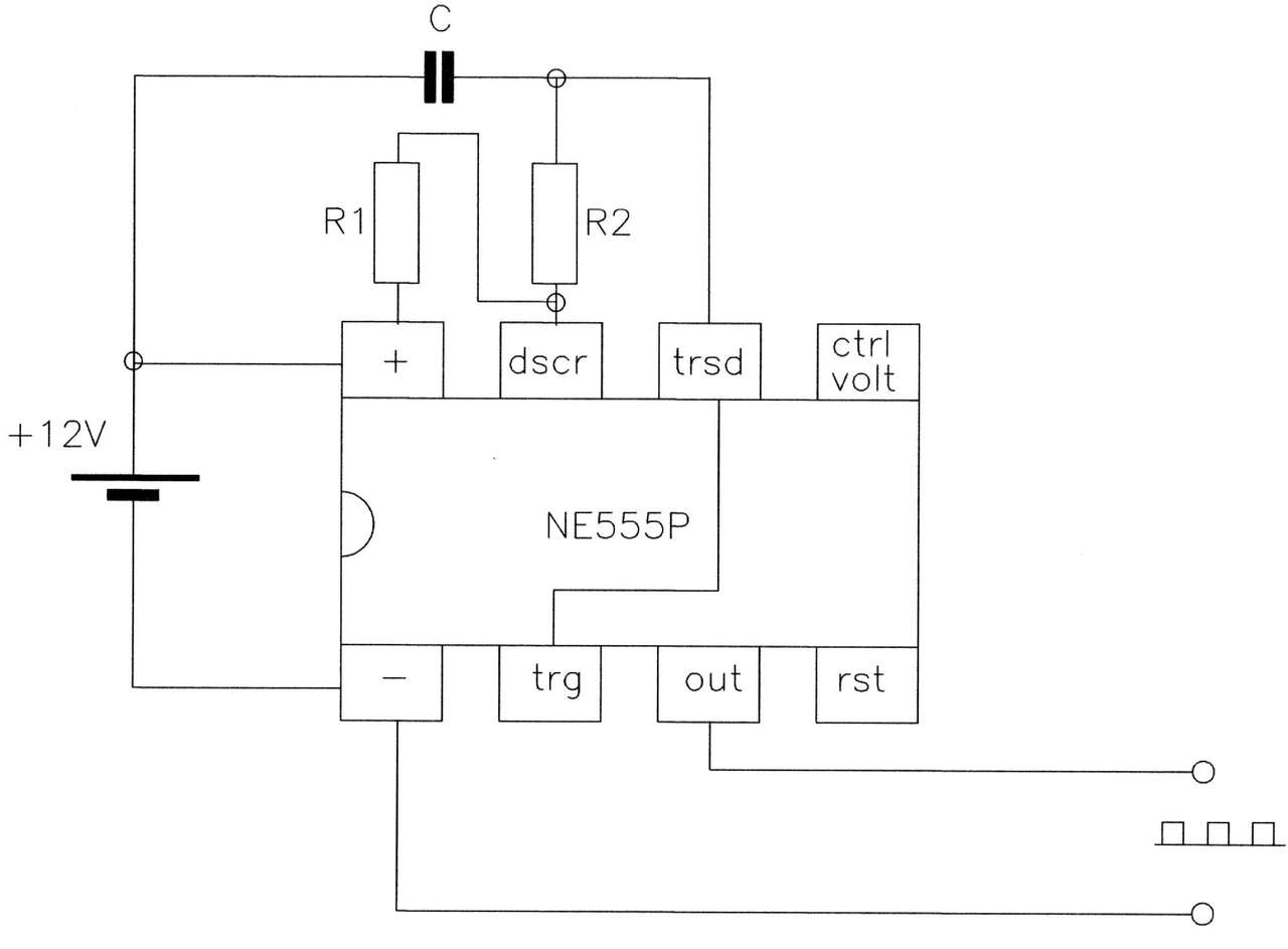 Circuito NE555 come multivibratore astabile