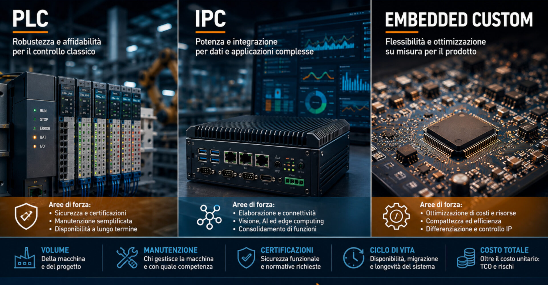 PLC, IPC o embedded custom: a decidere non è la potenza